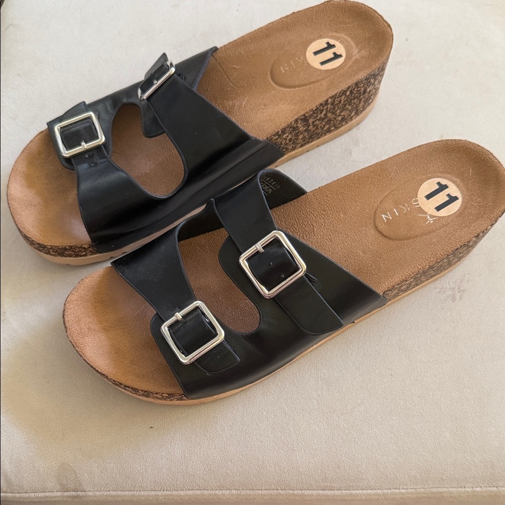 Danskin Black Women's Mules with Silver Buckles